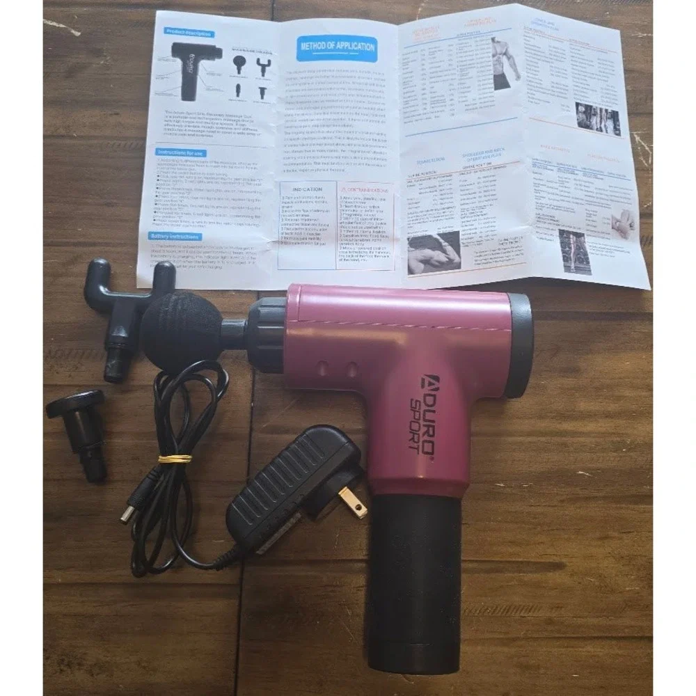 Aduro Sport Elite Recovery‎ Massage Gun Pink Deep Tissue Percussion Massager Set